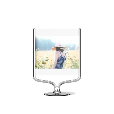 Wishbone Chrome Double-Sided Floating Tabletop Picture Frame
