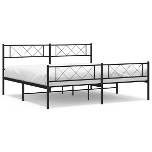 vidaXL California King Metal Bed with Headboard, Under Bed Storage, Noise Free, Black, No Mattress - 1 of 4