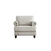 37.2" Chenille Modern Chair with Brown Legs, Upholstered Love Seat for Apartment, Bedroom - 2 of 4