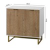 VANIRROR White and Gold Storage Cabinet with 2 Doors, Buffet Sideboard for Kitchen, Dining Room, or Living Room , Storage Solution for Organizing - 3 of 4