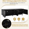69.6" Particle Board Contemporary TV Stand with Fluted Glass Doors, Sideboard Cabinet with Adjustable Shelves and Gold Handles - 3 of 4