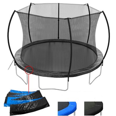 HFYee 12/14/16FT Dual-Color Trampoline Curved Safety Pole & Enclosure Net for Ages 8+ for Family Play