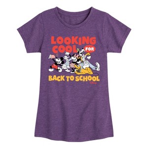 Girls' - Disney - Minnie Minnie Goofy Donald Daisy Back To School Fitted Short Sleeve Graphic T-Shirt - 1 of 4
