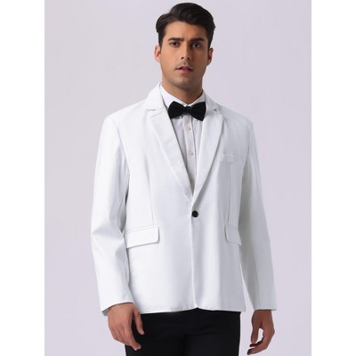 Мужские куртки INSPIRE CHIC Men's Notch Lapel One Button Formal Color Block Business Suit Jackets White Large — фото 2