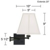 Barnes and Ivy Swing Arm Wall Lamp Espresso Plug-In Light Fixture Ivory Square Shade for Bedroom Bedside Living Room Reading - 3 of 3