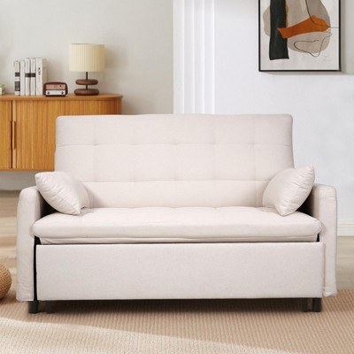 NicBex Convertible Sofa Bed Couch with Adjustable Back & Pillows,Oversized Upholstered Sleeper Sofa for Living Room,Bedroom