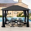 Sunjoy 11 x 13 Foot Hildreth Screened Gazebo Outdoor Canopy Tent Backyard Patio Shaded Shelter with Steel Roof Top and Stable Aluminum Posts, Black - 4 of 4