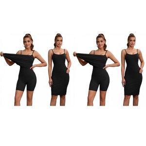 INSPIRE CHIC 2 Pcs Women's Buit in Bra Adjustable Spaghetti Straps Layered Full Slips - 1 of 4