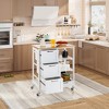 Tangkula Rolling Kitchen Island Utility Storage Cart w/ 3 Storage Drawers & Shelves - 2 of 4
