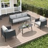LayinSun 4 Piece Outdoor Furniture Set with Coffee Table, Modern Rope Woven Patio Conversation Sofa Set with Olefin - 2 of 4