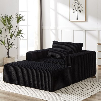 NicBex Couches for Living Room 75"W Corduroy Sponge Sofa Lounge Chair Fluffy Modern Sleeper Chair with Removable Footrest for Bedroom
