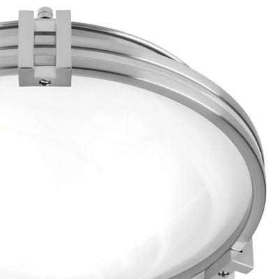 16" Brushed Nickel and Glass Art Deco Flush Mount Ceiling Light