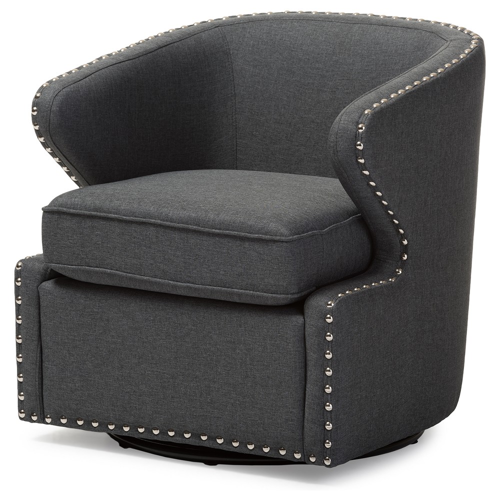 Photos - Chair Finley Mid - Century Modern Fabric Upholstered Swivel Armchair - Gray - Ba