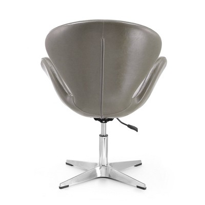 Pebble Faux Leather Swivel Accent Chair in Polished Chrome