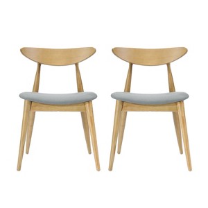 Lyngins Dining Chairs with Curved Backrest,Upholstered Kitchen Chairs Set of 2 with Wood Legs,Polyester Chairs for Dining Room,Kitchen - 1 of 4