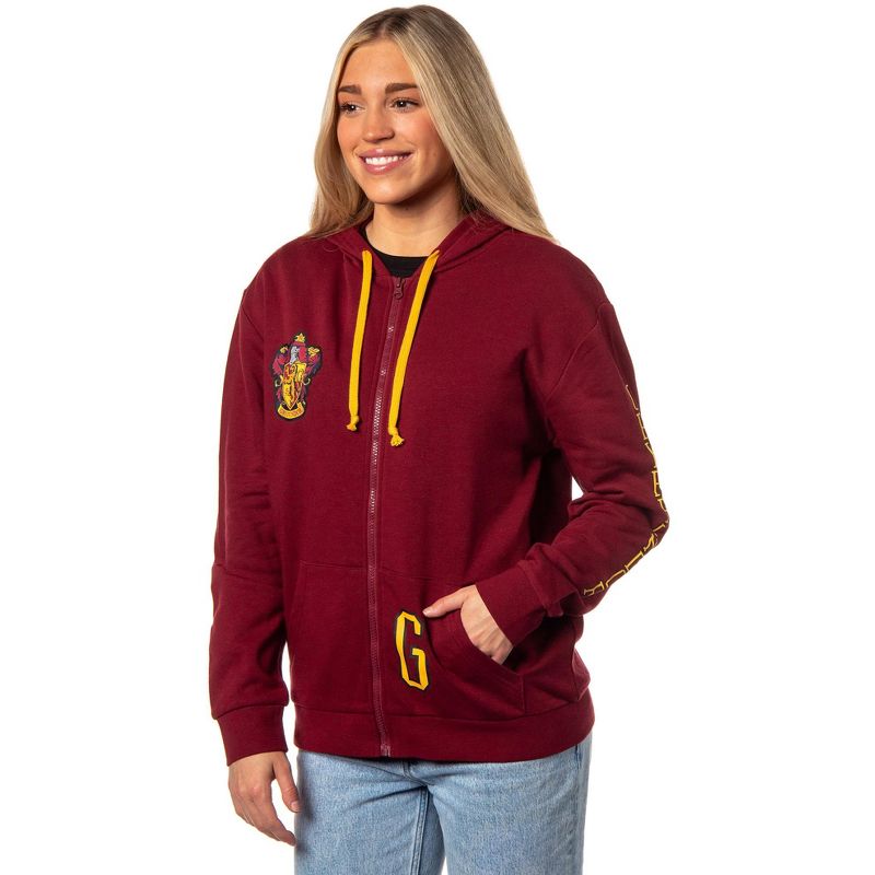 Harry Potter Womens Hogwarts Alumni House Crest Lightweight Zip-Up Hoodie, 1 of 6
