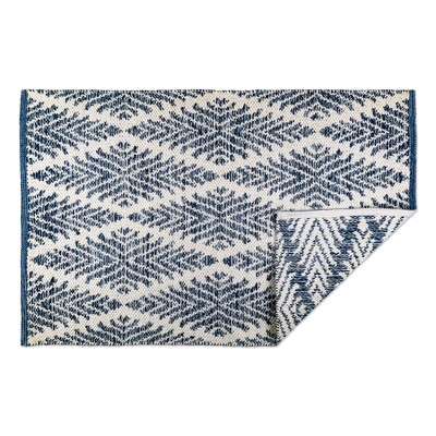 Blue Diamond Hand-Loomed Cotton Rug 2x3 Feet