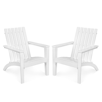 Tangkula 2PCS Wooden Adirondack Chair W/Ergonomic Design Outdoor Lounge Armchair Acacia Wood chair for Yard&Patio