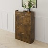 Vynxaria Black and Brown Shoe Organizer with Three-Layer Flip Design - 3 of 4