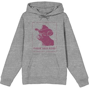 Cowboy Pig "Piggin' Back Rides" Adult Long Sleeve Hoodie - 1 of 2