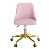 VECELO Velvet Accent Chair Ergonomic Swivel Office Desk Chair Vanity Chair with Golden Base & Adjustable Height Pink/White - 4 of 4