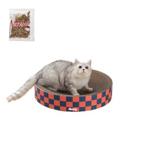 THE LICKER STORE Nelson Modern Cardboard Round Bowl Cat Scratcher with Catnip - 1 of 4