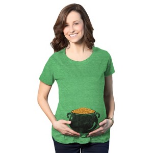 Maternity Pot of Gold Baby Bump Funny Saint Patricks Day Announcement T Shirt - Crazy Dog Maternity T Shirt - 1 of 4