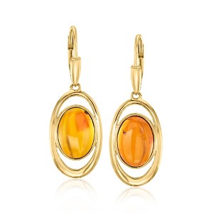 Ross-Simons Amber Drop Earrings in 18kt Gold Over Sterling - 1 of 3
