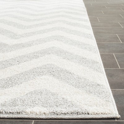 Light Grey and Beige Square Chevron Area Rug