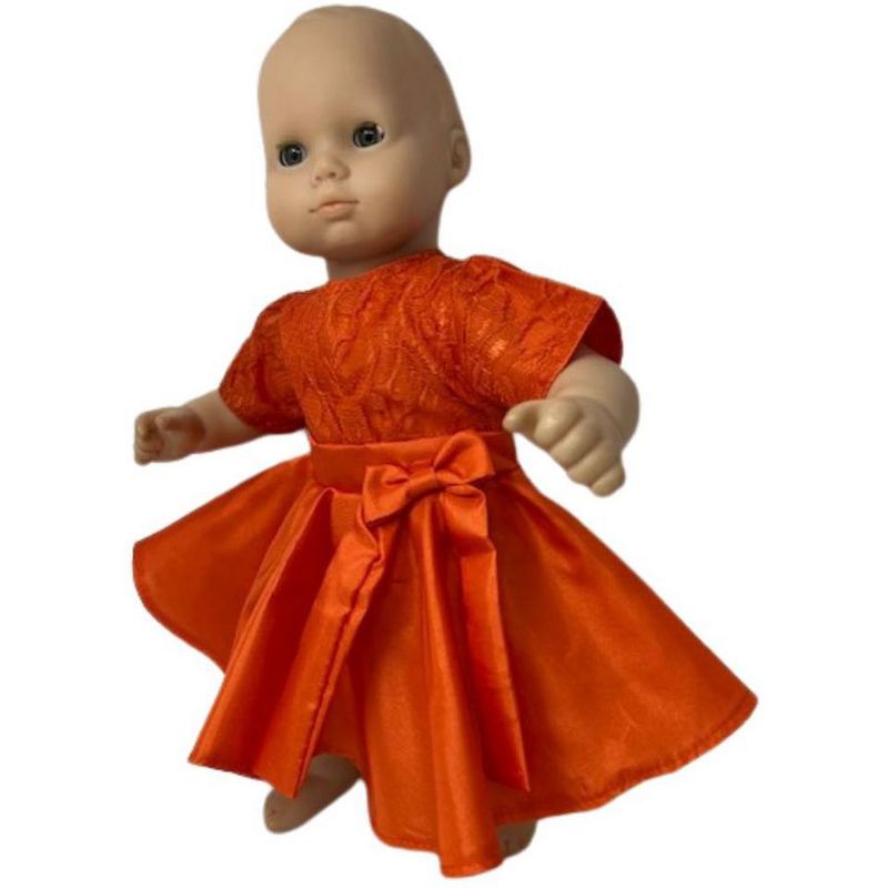 Doll Clothes Superstore Orange Party Dress Fits 14-15 Inch Baby Dolls, 3 of 5