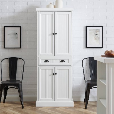 White Beadboard Pantry with Adjustable Shelves