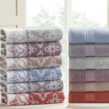 Modern Threads 6 Piece Yarn Dyed Jacquard Towel Set, Cobblestone. : Target