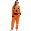 Just Love Womens One Piece Bodysuit -  Pumpkin Halloween Costume Pajamas - Jack-O-Lantern - Orange - 2 of 4