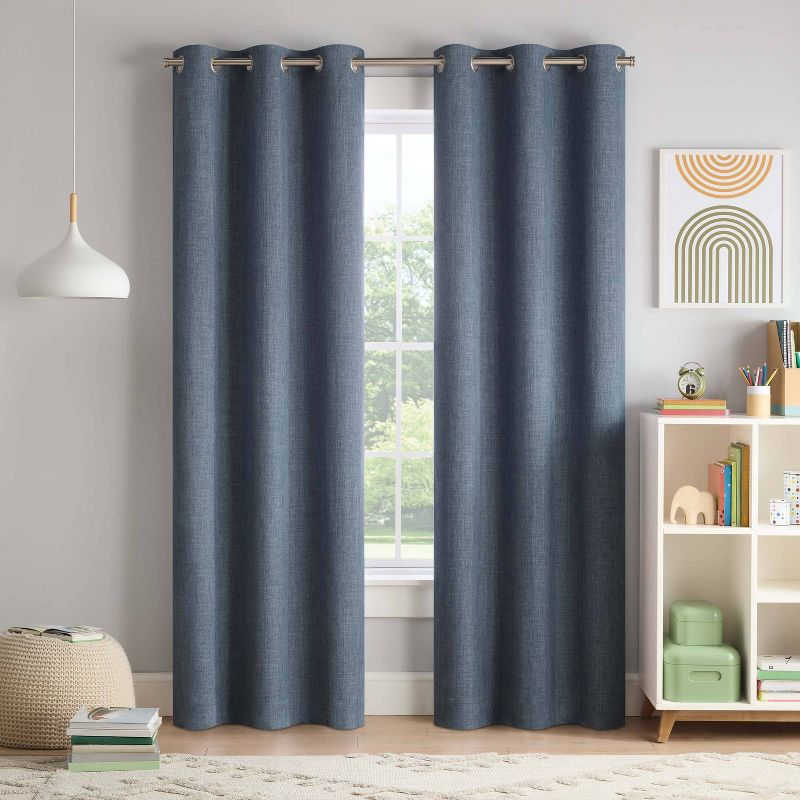 Kids' 100% Blackout Chambray Grommet Curtain Panel - Eclipse, 1 of 8