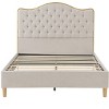 Okak Queen Size Fleece Upholstered Platform Bed with Gold Wooden Feeet,Master Bedroom Bed Frame No Box Spring Needed - 4 of 4