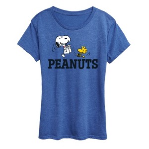 Women's - Peanuts - Snoopy And Woodstock Short Sleeve Graphic T-Shirt - 1 of 4