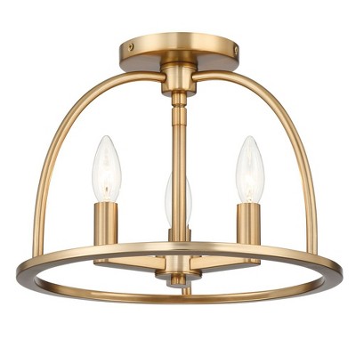 Vibrant Gold 3-Light Crystal LED Flush Mount Ceiling Fixture