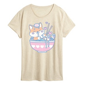 Women's - Instant Message - Kawaii Ramen Shiba Inu Short Sleeve Graphic T-Shirt - 1 of 4