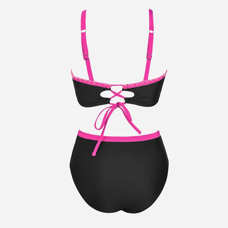 Women's Stitched Trim Scoop Neck Back Tie High Waist Bikini Sets Swimsuit - Cupshe, 2 of 6