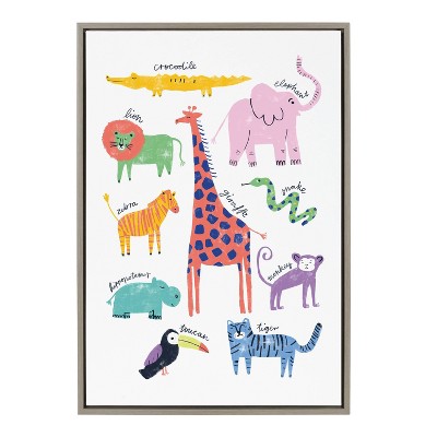 23" x 33" Sylvie Animal Gang Framed Canvas by Maja Tomljanovic Gray - Kate & Laurel All Things Decor