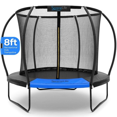 SereneLife 8ft Pumpkin Recreational Trampoline with Inner Enclosure - Black