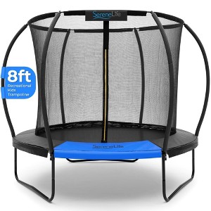 SereneLife 8ft Pumpkin Recreational Trampoline with Inner Enclosure - Black - 1 of 4