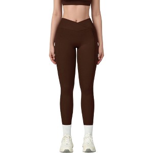 Anna-Kaci Active Women's High Waist Crossover Lounge Leggings with Full Length Slim Fit and Flattering Waistband - 1 of 4