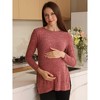 Women's Maternity Solid Color Round Neck Long - Sleeve Slit Top in Roman Fleece, Comfortable and Stylish Base Layer for Pregnant Women - 2 of 4