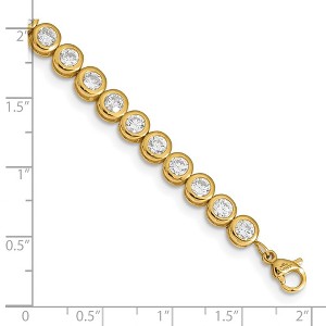 Chisel Stainless Steel Polished Yellow IP-plated Round Cubic Zirconia Link Bracelet 7" with 1" Extension - 1 of 4