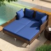 Tangkula Outdoor Rattan Double Daybed Wicker Chaise Lounge for 2 w/ Seat & Back Cushions - 3 of 4