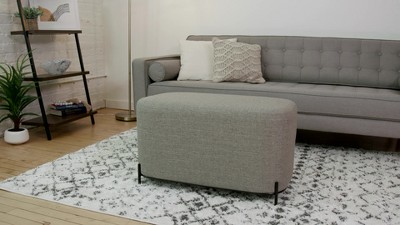 Distressed Brown Faux Leather Upholstered Bench with Black Metal Base