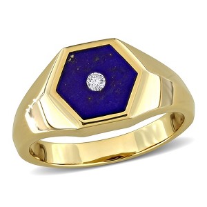 EVERLY JEWELRY |Yellow Silver Fashion Ring with Diamond and Multiple color gemstone Options. - 1 of 4