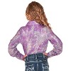 Cowgirl Tuff Girls Iridescent Lightweight Stretch Pullover Button Up Shirt - 2 of 3