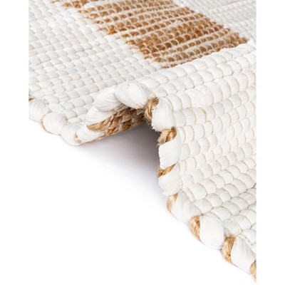 Handwoven Braided Cotton-Jute Geometric Runner in White and Natural